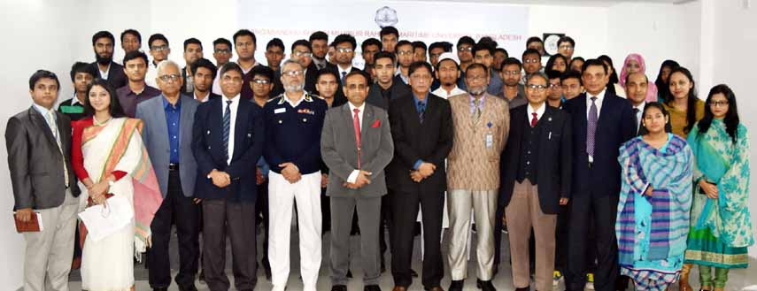 Newly enrolled students into BSc (Hons) in Oceanography at Bangabandhu Sheikh Mujibur Rahman Maritime University, Bangladesh are seen at the orientation programme at the University campus in the city on Tuesday.