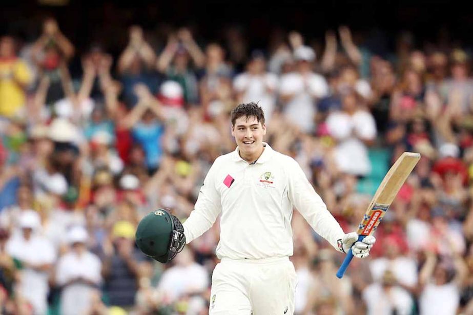 Matt Renshaw is all smiles after his maiden Test century against Pakistan on the first day of the 3rd Test at Sydney in Australia on Tuesday.