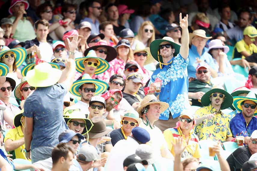 Australian fans enjoying the first day of the 3rd Test between Australia and Pakistan at Sydney in Australia on Tuesday.