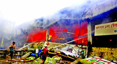A devastating fire brokeout at Gulshan-1 DNCC Market in the city and gutted most of the shops besides collapsing a portion of the two-storey market on early Tuesday.