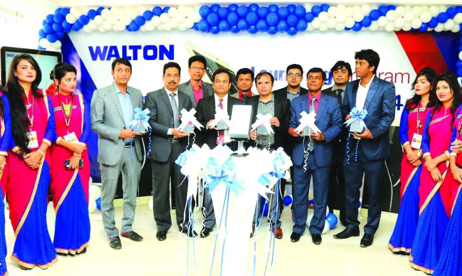 Walton, a local electronics company, unveiling the new mobile handset 'X4 Pro' at Walton Mega Pavilion at the ongoing 22nd Dhaka International Trade Fair on Thursday.