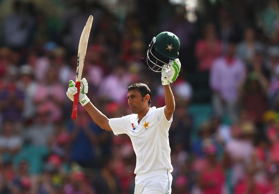 Younis Khan of Pakistan celebrates after reaching his century during day three of the third Test match against Australia at Sydney Cricket Ground in Sydney, Australia on Thursday.