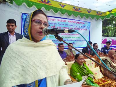 GAZIPUR: State Minister for Women and Children Affairs Meher Afroz Chumki MP speaking at the inaugural programme of 7- day-long Special Service Week marking the 18th founding anniversary of Faria Lara Foundation at Rajendrapur on Friday.