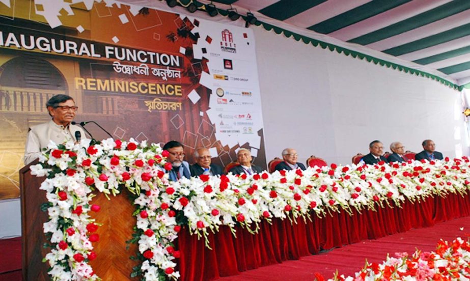 Prof Abdullah Abu Sayeed delivering speech as Chief Guest of the Alumni Festival of BUET held at the University playground on Friday. Chaired by Prof Dr Jamilur Reza Choudhury, President of the BUET Alumni, Prof Dr Saiful Islam, Vice-Chancellor, BUET and