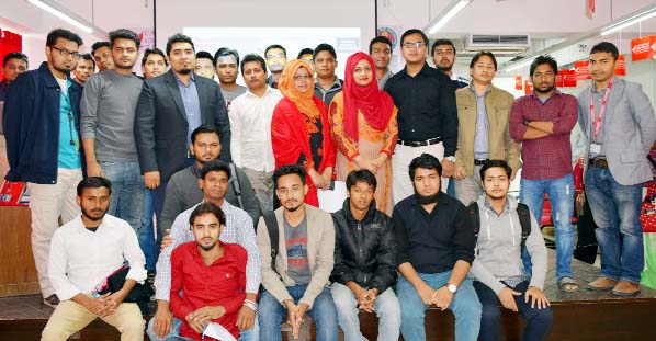 A view of the seminar on 'Higher Education and Scholarships Opportunities in USA and Europe' held at Canadian University of Bangladesh on Saturday.