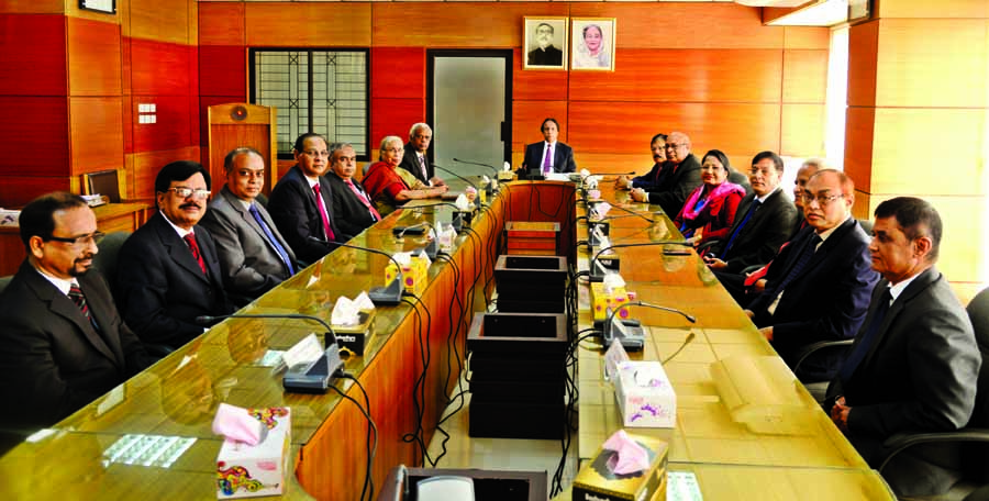 Chairman of the Bangladesh Public Service Commission Dr Muhammad Sadique, among others, at the report unveiling ceremony of the commission at its secretariat in the city's Agargaon on Monday.