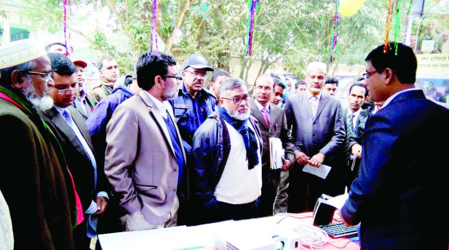 SAPAHAR (Naogaon ): AH M Shamsuzzaman, Joint Secretary, Youth and Sports Ministry visiting different stalls at the Development Fair at Sapahar Upazila on Tuesday.
