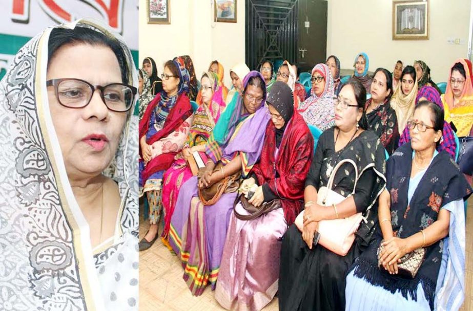 Mrs Hasina Mohiuddin, President, Chittagiong City Mahila Awami League speaking at a discussion meeting on the occasion of the Bangabandhu's Homecoming Day on Tuesday.