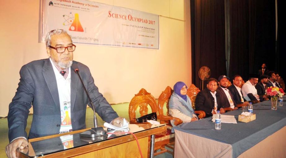 Prof Dr Mohammed Delwar Hossain, Pro-Vice Chancellor of International Islamic University (IIUC) addressing at the Inaugural ceremony of IIUC Science Olympiad at the permanent campus in Kumira as Chief Guest on Friday.