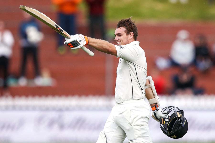 Tom Latham is a happy man after getting to his ton on the 3rd day of 1st Test between New Zealand and Bangladesh at Wellington on Saturday.