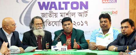 Additional Director of Walton FM Iqbal Anowar Dawn addressing a press conference at the conference room of Bangabandhu National Stadium on Saturday.