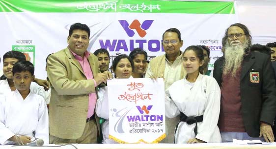 President of Bangladesh Martial Art Confederation and Minister for Information Hasanul Haq Inu inaugurating the Walton National Martial Art Competition as the chief guest at the gymnasium of National Sports Council on Sunday.