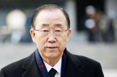 Former UN secretary-general Ban Ki-moon leaves after paying a tribute at the natioanl cemetery in Seoul, South Korea.
