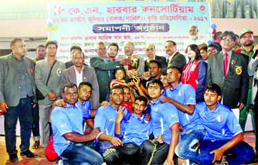 Closing ceremony of the KN Harbour 24th National Junior Wrestling Competition at the Shaheed (Captain) M Mansur Ali National Handball Stadium on Sunday.