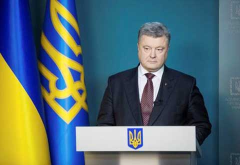 Ukrainian President Petro Poroshenko makes an address in Kiev, Ukraine.