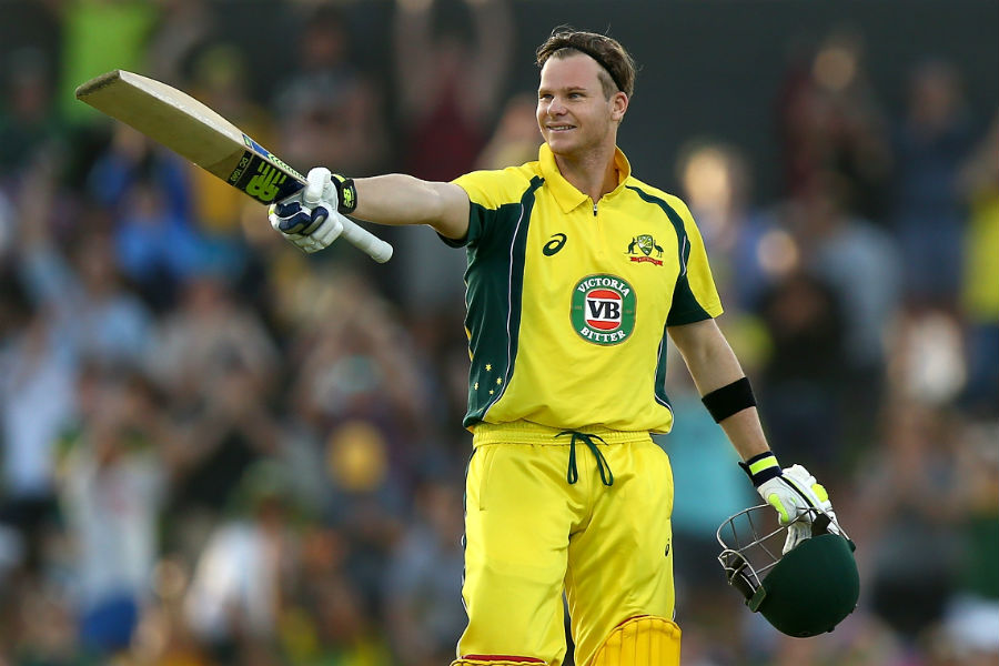 Steven Smith soaks in the applause of the crowd after getting to his century during the 3rd ODI between Australia and Pakistan at Perth on Thursday.