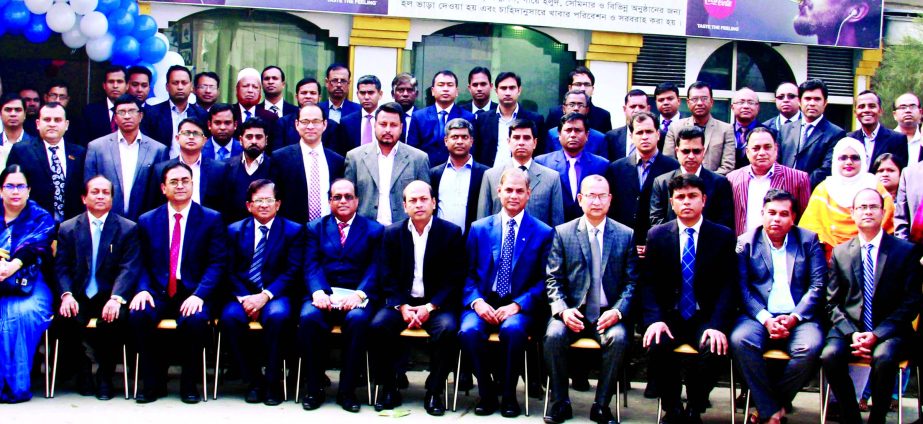 Bank Asia Ltd recently organized a day-long training program on "Prevention of Money Laundering and Combating Financing on Terrorism" for its Narayangonj District's officer at the banks head office. Debo Prashad Debnath, General Manager poses with the