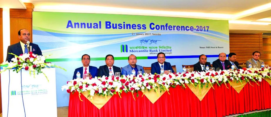 Shahidul Ahsan, Chairman of Mercantile Bank Limited on Saturday inaugurates its Annual Business Conference-2017 in the city. Md Anwarul Haque and AKM Shaheed Reza, Vice Chairmens, Md Selim, Chairman, Executive Committee, Akram Hussain, ASM Feroz Alam, Dir