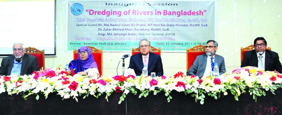 Anisul Islam Mahmud, Minister of Water Resources speaking in a seminar on "Dredging of Rivers in Bangladesh" as chief guest. Bangladesh Water Development Board Retired Officers Association organised the seminar at Institute of Engineers Bangladesh in th