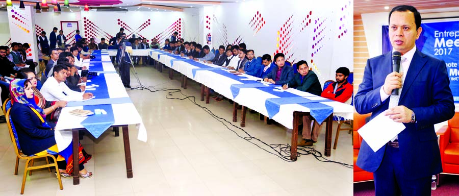 Md. Sabur Khan, Chairman, Board of Trustees, Daffodil International University addressing 'Daffodil Entrepreneurs MeetUp-2017' held at Banquet Hall of the University yesterday.