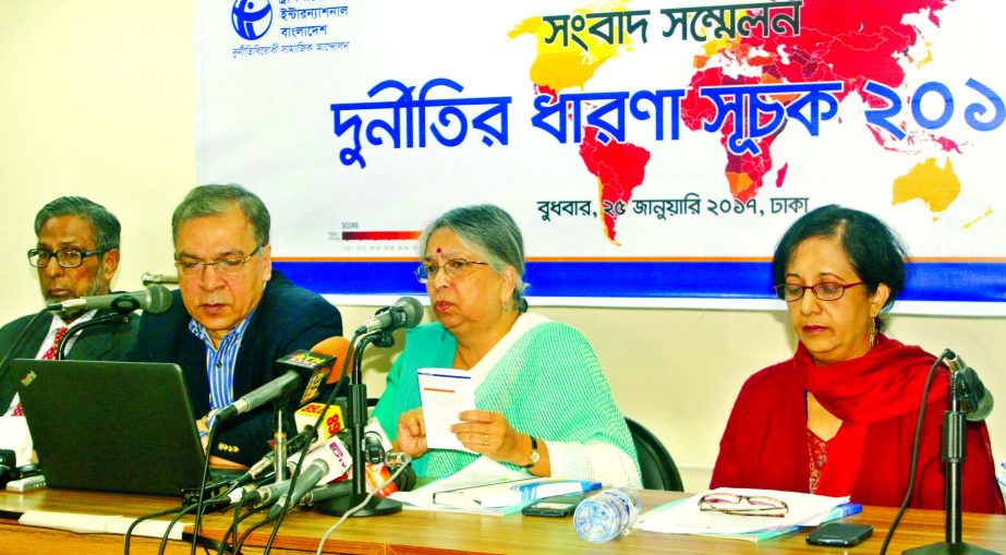 TIB Chairperson Sultana Kamal addressing a press briefing at TIB office in cityâ€™s Dhanmondi area on Wednesday to disclose BD's rank in most corrupt countries in the world.
