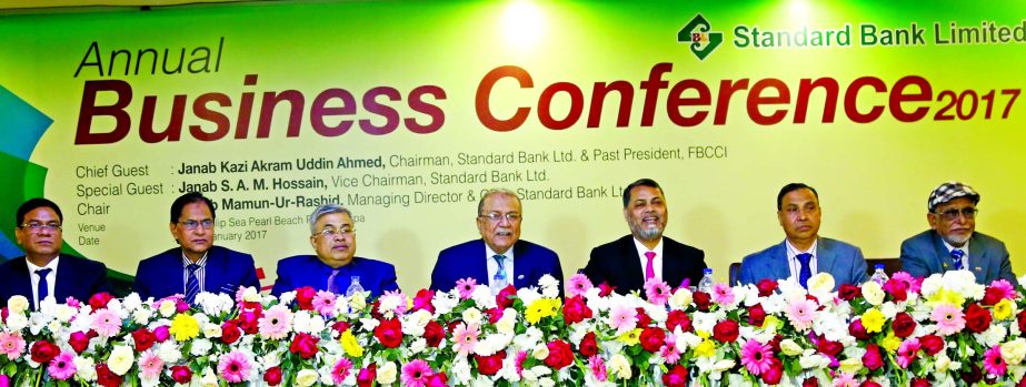 Kazi Akram Uddin Ahmed, Chairman of Standard Bank Limited presided over its Annual Business Conference-2017 in a Cox's Bazar hotel recently. SAM Hossain, Vice Chairman, Ashok Kumar Saha, Mohammed Shamsul Alam, Gulzar Ahmed, Md Zahedul Hoque, SS Nizamuddi