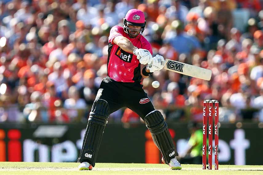 Michael Lumb cuts the ball away to the boundary during the final match of Big Bash League between Perth Scorchers and Sydney Sixers at Perth on Saturday.