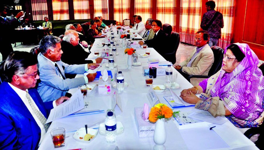 Members of Search Panel on Monday sit with 12 eminent citizens to elicit their opinions on formation of the new Election Commission.