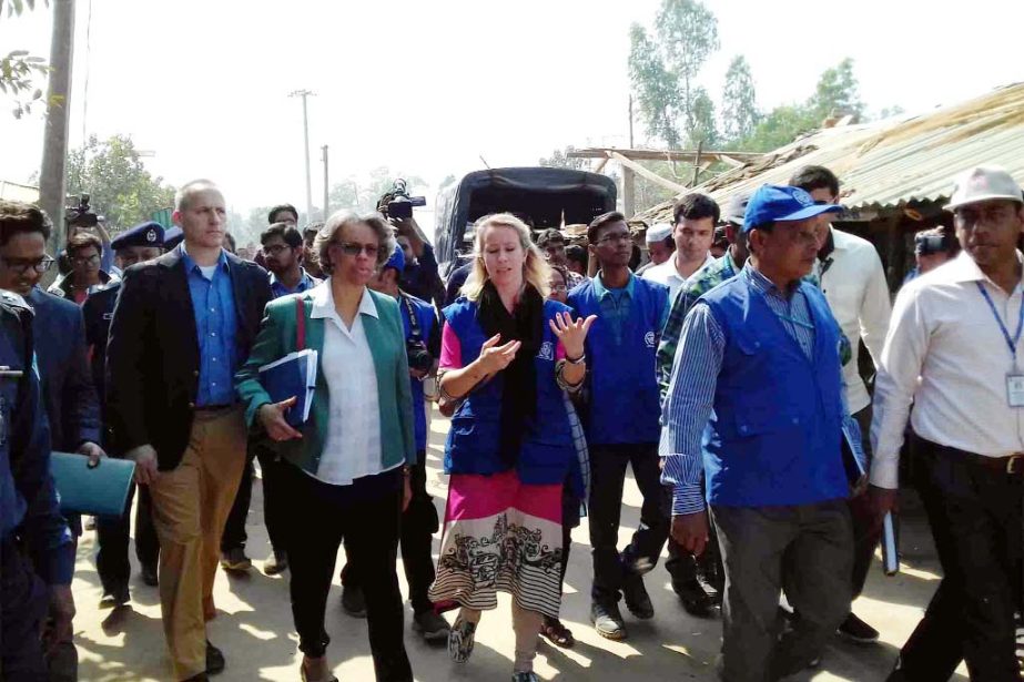 US Ambassador to Bangladesh Marcia Bernicat visited an unregistered Rohingya camp at Teknaf in Cox's Bazar recently.