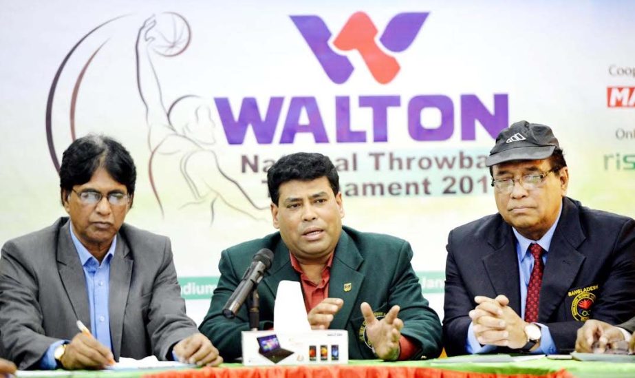 Additional Director of Walton FM Iqbal Bin Anowar Dawn addressing a press conference at the conference room of Bangabandhu National Stadium on Tuesday.