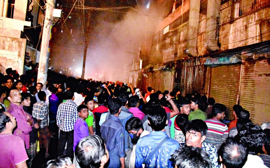 A devastating fire broke out at Zaker Market behind Nagar Bhaban in the city on Thursday evening.