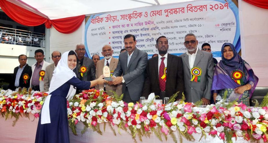 CCC Mayor A J M Nasir Uddin distributing prizes among the winners of annual sports and cultural competition of Agrabad Girls' High School as Chief Guest yesterday.