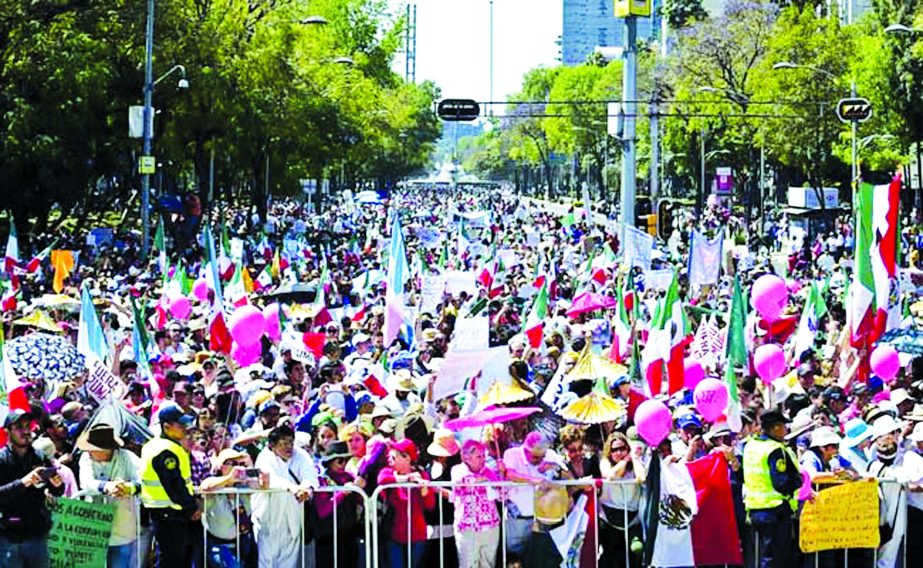 Thousands of Mexicans take part in an anti-Trump march in Mexico.