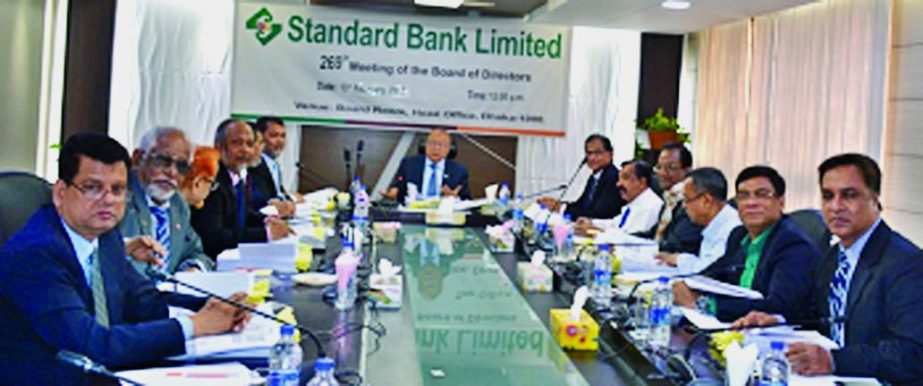 Kazi Akram Uddin Ahmed, Chairman, Board of Directors of Standard Bank Ltd presided over its 269th Board Meeting at its head office in the city recently. Kamal Mostafa Chowdhury, Ferozur Rahman, Mohammed Abdul Aziz, Mohammed Shamsul Alam, Gulzar Ahmed, Md
