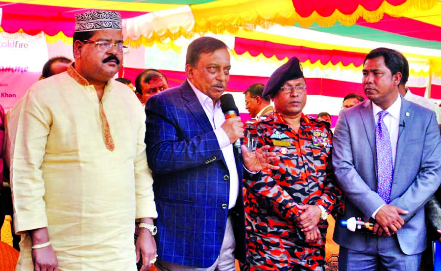 Home Minister Asaduzzaman Khan Kamal speaking at the certificate distribution ceremony of Fire Safety Management Course at the Mirpur Fire Service Training Center in the city on Thursday.