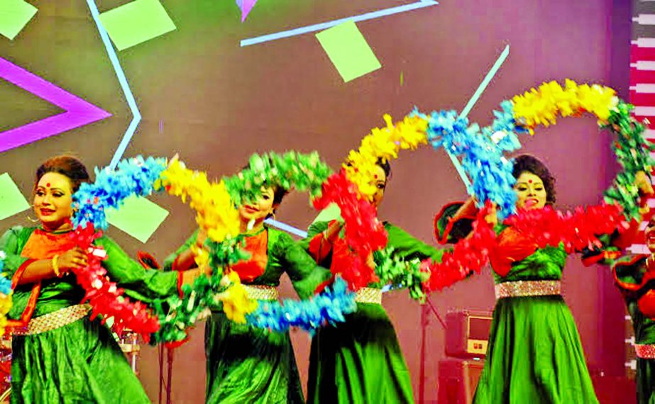 The artistes dance during the inaugural ceremony of the 4th Roll Ball World Cup at the Sheikh Russel Roller Skating Complex in the city on Friday.
