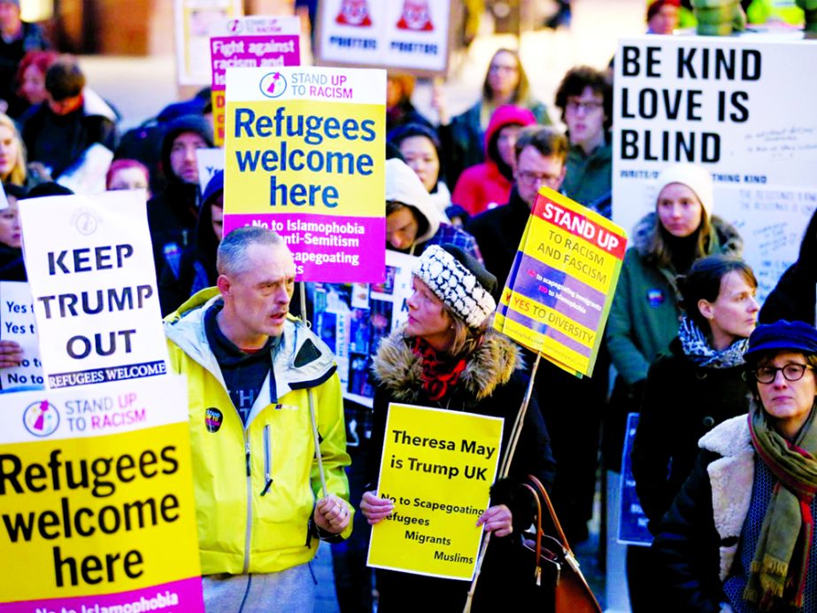 A rally in Glasgow protesting against Donald Trumpâ€™s visit to UK.