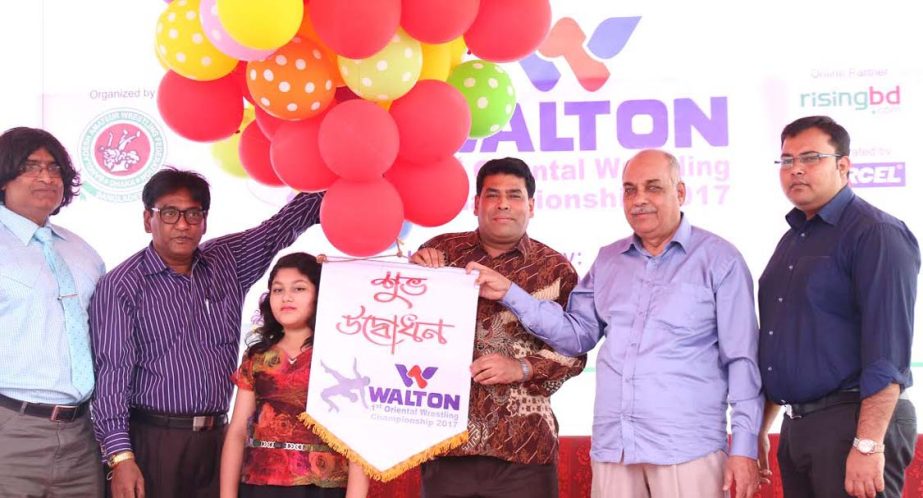 Head of Sports and Welfare Department of Walton Group and Vice-President of Bangladesh Amateur Wrestling Federation FM Iqbal Bin Anwar Dawn inaugurating the Walton 1st Oriental Wrestling Championship by releasing the balloons as the chief guest at the Pal