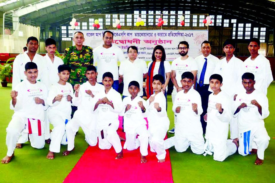 Opening ceremony of the Buckle Up Limited 1st BKSP Cup Taekwondo and Karate competition at BKSP in Savar on Monday.