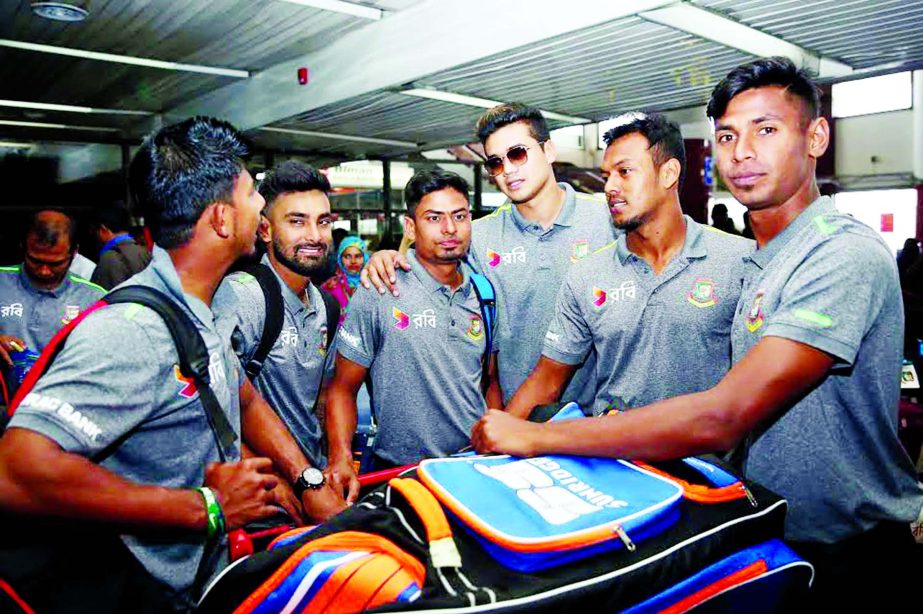 Payers of Bangladesh National Cricket team at the Hazrat Shahjalal International Airport before leave for Colombo on Monday.