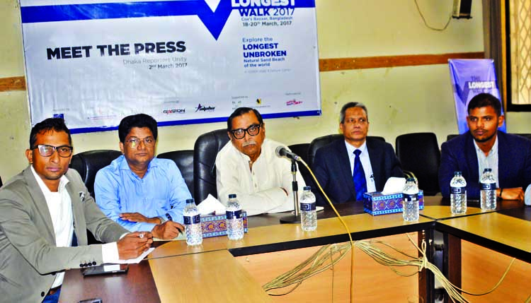 Civil Aviation and Tourism Minister Rashed Khan Menon at 'Meet The Press' on the occasion of 'The Longest Walk 2017 Cox's Bazaar, 18-20th March' at Dhaka Reporters Unity on Thursday.