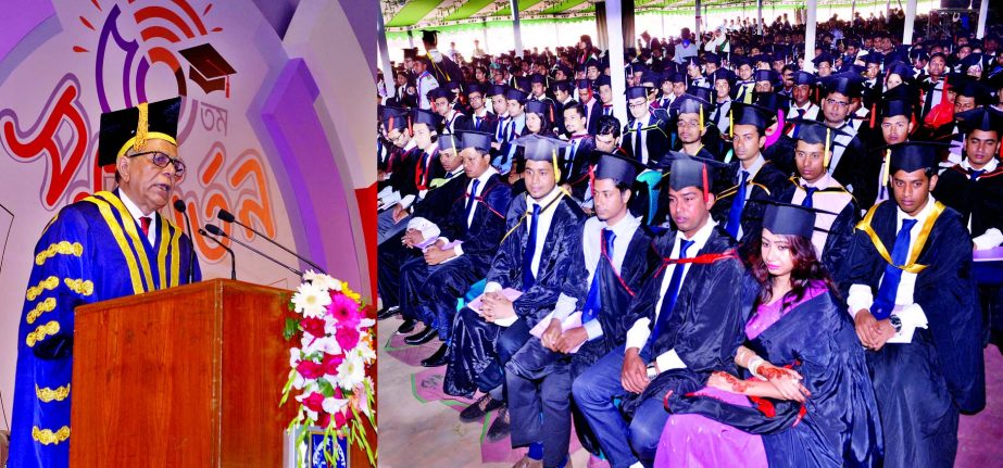 President Md Abdul Hamid addressing the 50th Convocation of the Dhaka University on its campus on Saturday.