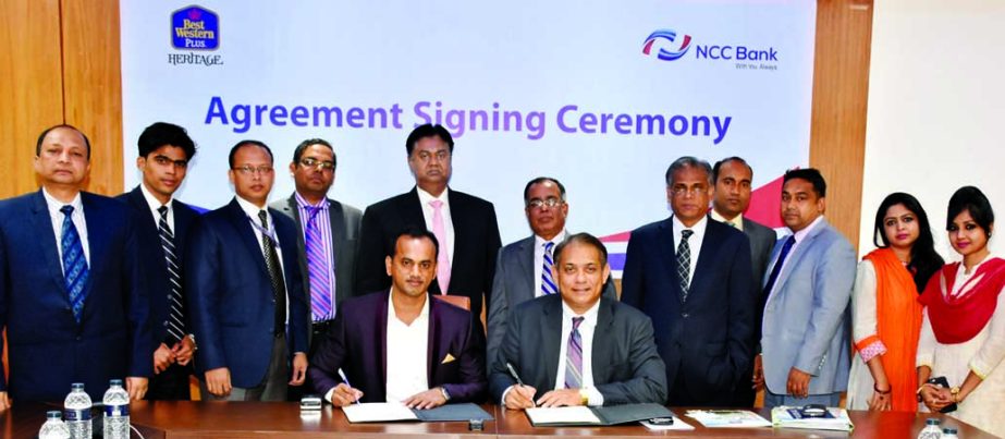 NCC Bank Limited and Best Western Plus Heritage Restaurant signed a corporate agreement at a hotel in Cox's Bazar recently. Under this agreement NCC Bank's Credit Cardholders shall get discount up to 55 percent on room tariff and 15 percent in the Resta