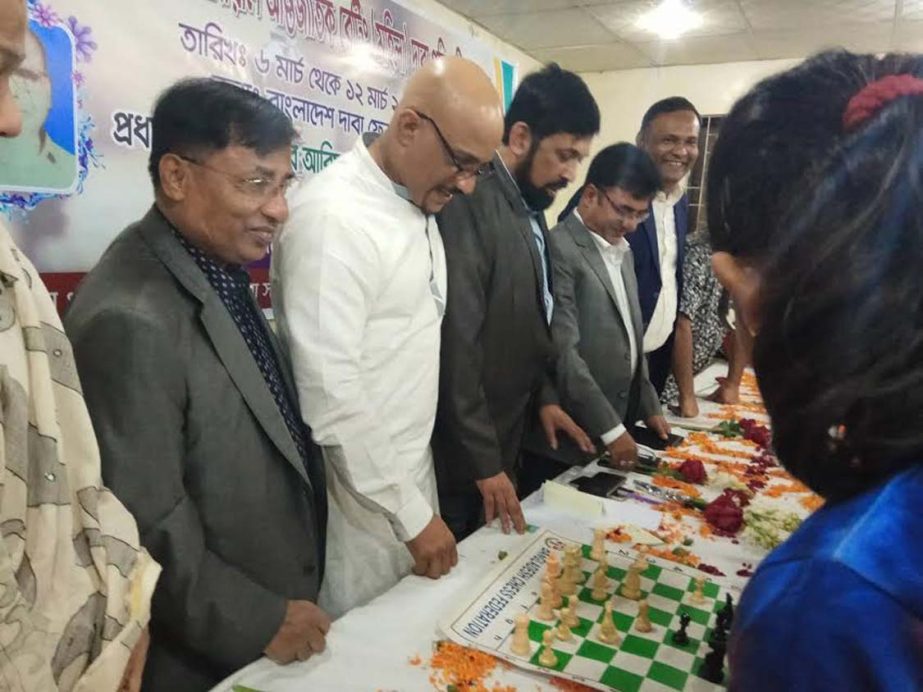 Deputy Minister for Youth and Sports Arif Khan Joy formally opens the Shamsher Ali Memorial 2nd FIDE Rating Women's Chess Tournament as the chief guest at Bangladesh Chess Federation hall-room on Monday.