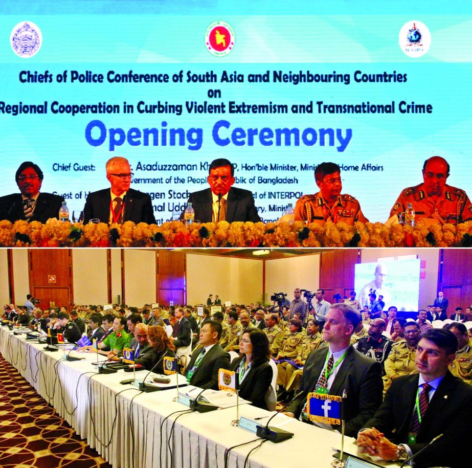 The International Conference of Police Chiefs of South Asia and neighbouring countries on Regional Cooperation in Curbing Violent Extremism and Transnational Crime held at Hotel Sonargaon in city on Sunday. Home Minister Asaduzzaman Khan Kamal addressed t