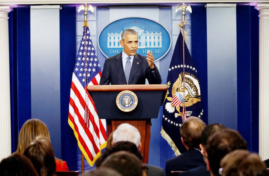 US President Barack Obama holds his final news conference on Jan. 17at the White House in Washington, D.C..