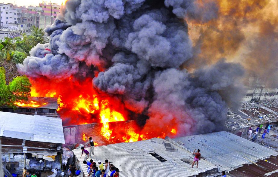 A plastic factory in city's Lalbagh area was gutted in a devastated fire on Thursday.