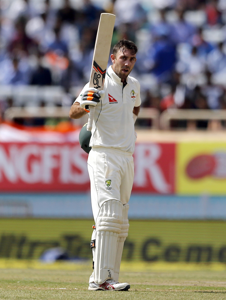 Glenn Maxwell scored his maiden Test hundred on the 2nd day of 3rd Test between India and Australia at Ranchi in India on Friday.