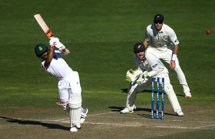 Temba Bavuma goes on the attack on the 2nd day of 2nd Test between New Zealand and South Africa at Wellington on Friday.