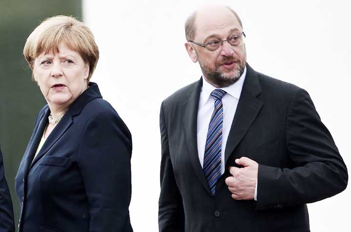 Schulz is hoping to unseat Merkel, the world's most powerful woman in September elections in Germany.